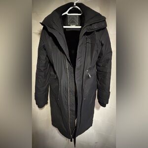 TNA Black/Blue-Long Hooded Winter Jacket-Size Small